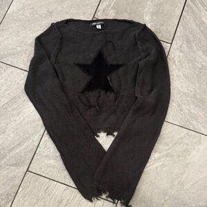 Urban Outfitters Black Distressed Star Pullover Sweater